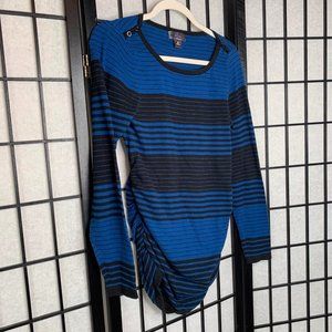 Oh Baby Motherhood Maternity Pregnancy Knitted Stripes Sweater Black Blue Medium